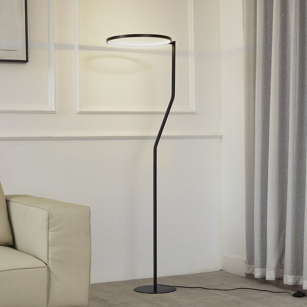 Lindby Lampadar LED Rayon, negru, metal, înălțime 150,3 cm