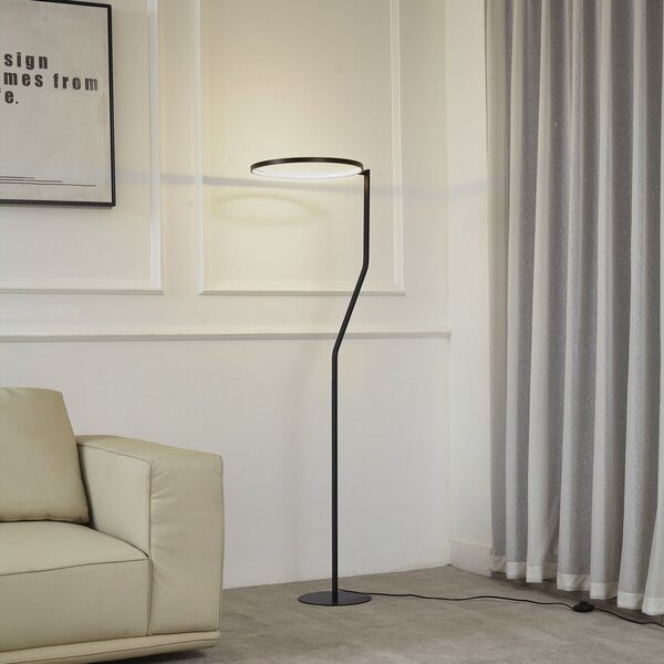 Lindby Lampadar LED Rayon, negru, metal, înălțime 150,3 cm