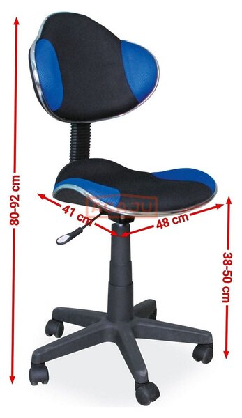 Scaun de birou pentru copii Q-G2, negru/albastru, stofa/plastic, 48x41