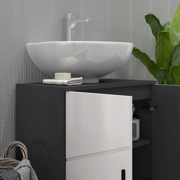 Kleankin Dulap pentru Chiuveta cu Picior, Dulap de Baie, Dulap de Depozitare pentru Chiuveta pentru Podea | Aosom Romania