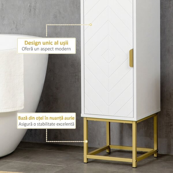 Kleankin Dulap baie cu dulapuri si compartimente deschise, mobilier pentru baie de dimensiuni reduse din MDF | Aosom Romania