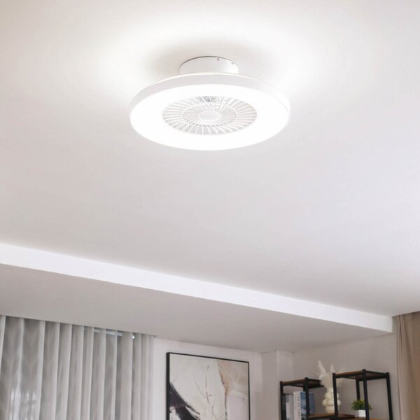 Lindby Smart Ventilator de tavan cu LED Paavo, alb, silențios, Tuya, reglabil, Alb, Camera de zi / sufragerie, Plastic, Modern