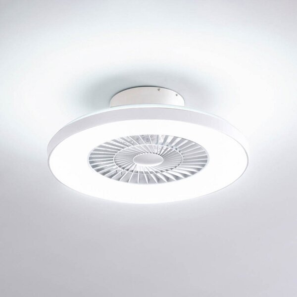 Lindby Smart Ventilator de tavan cu LED Paavo, alb, silențios, Tuya, reglabil, Alb, Camera de zi / sufragerie, Plastic, Modern