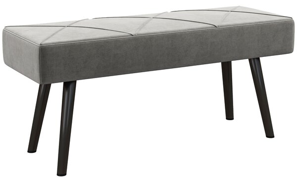 HOMCOM Danca Depozitare, Velvet Tapițat, cu Picioare de Oțel, pentru Dormitor, Living, Sufragerie, Hol, 100x36x45 cm, Gri | Aosom Romania