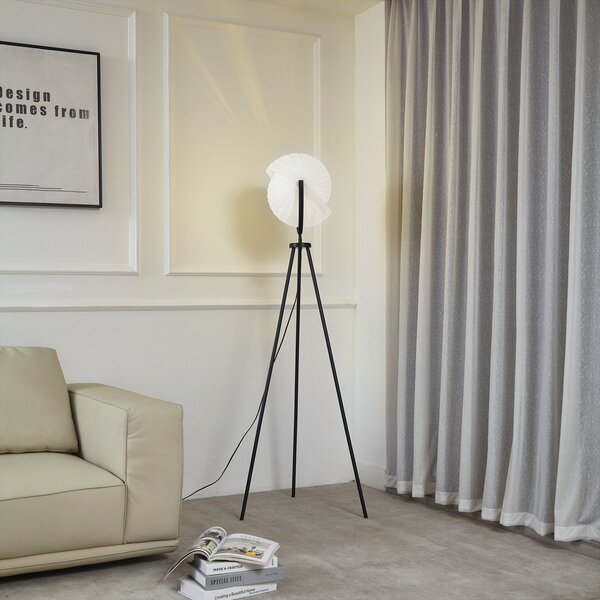 Lucande Helva lampadar, 150 cm, alb/negru, pivotant, reglabil, Negru, Camera de zi / sufragerie, Plastic, Scandinavă