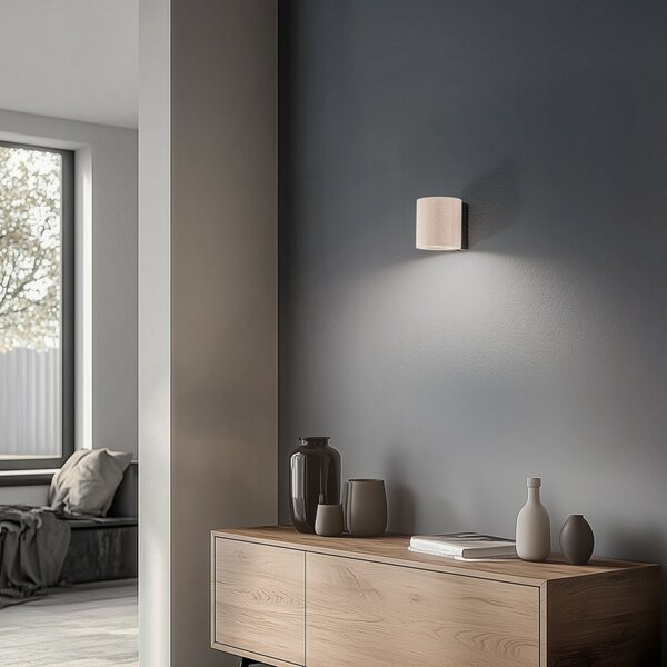 TK Lighting Aplică de perete Eve, fag, lemn, Ø 8 cm, GU10, reglabil, Lemn, Camera de zi / sufragerie, Lemn