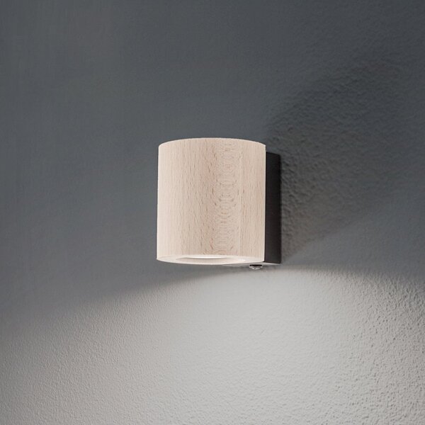 TK Lighting Aplică de perete Eve, fag, lemn, Ø 8 cm, GU10, reglabil, Lemn, Camera de zi / sufragerie, Lemn