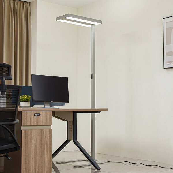 Arcchio Lampadar LED Logan Ultra HCL CCT, argintiu, dimabil, reglabil, Metalic, Studiu / Birou, Aluminiu, Modern