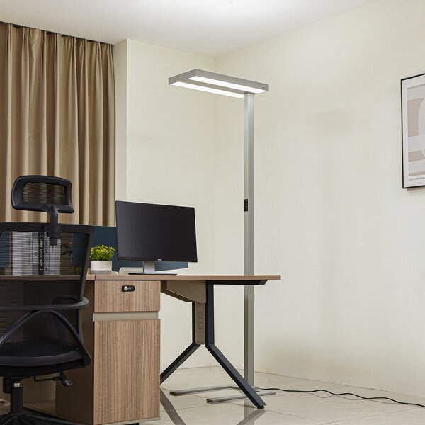 Arcchio Lampadar LED Logan Ultra HCL CCT, argintiu, dimabil, reglabil, Metalic, Studiu / Birou, Aluminiu, Modern