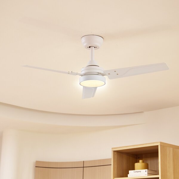 Lindby Ventilator de tavan LED Aerallo, alb, CCT, silențios, Alb, Camera de zi / sufragerie, Metal, Modern