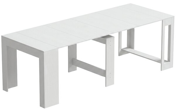 HOMCOM Masă Extensibilă Convertibilă în Consolă pentru 10 Persoane, PAL, Oțel, 240 x 90 x 78 cm, Alb | Aosom Romania