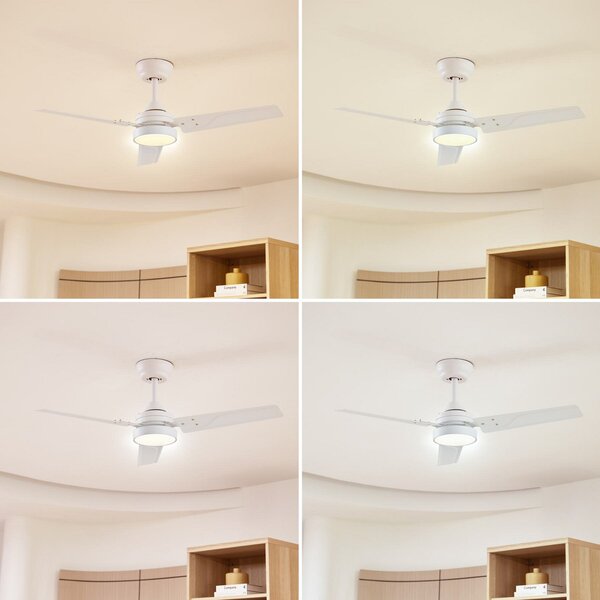 Lindby Ventilator de tavan LED Aerallo, alb, CCT, silențios, Alb, Camera de zi / sufragerie, Metal, Modern