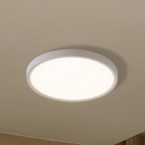 Lindby Smart plafonieră LED Deika, Ø 30 cm, alb, Tuya, reglabil, Alb, Camera de zi / sufragerie, Plastic, Modern