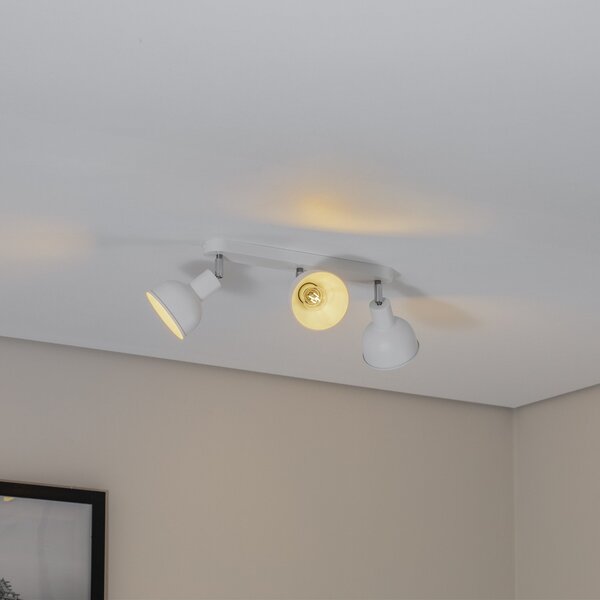 SOLLUX LIGHTING Plafonieră Elba, 40 cm, 3 becuri, alb, metal, E27, reglabil, Alb, Camera de zi / sufragerie, Metal