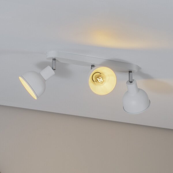 SOLLUX LIGHTING Plafonieră Elba, 40 cm, 3 becuri, alb, metal, E27, reglabil, Alb, Camera de zi / sufragerie, Metal