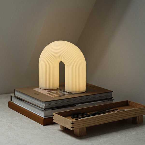Lampă de masă ferm LIVING, Vuelta, reglabil, Alb, Camera de zi, Sticlă, Design