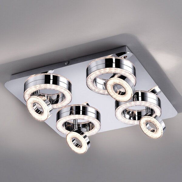 JUST LIGHT. GmbH Plafonieră LED pătrată Tim cu 8 inele, Metalic, Hol, Metal, Modern