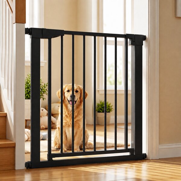 Poartă de Siguranță PRO 180° pentru Copii și Animale 76 x 132-138 cm, NEGRU
