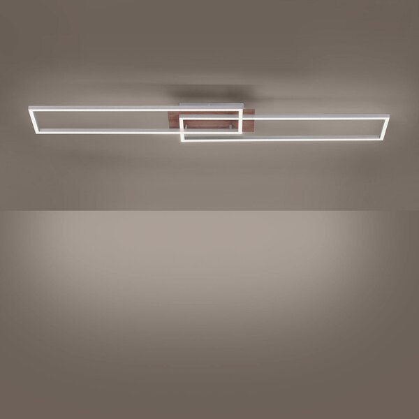 JUST LIGHT. GmbH Plafonieră LED Iven, dimabil, oțel/lemn, 110x25cm, reglabil, Lemn, dormitor, Metal, Modern