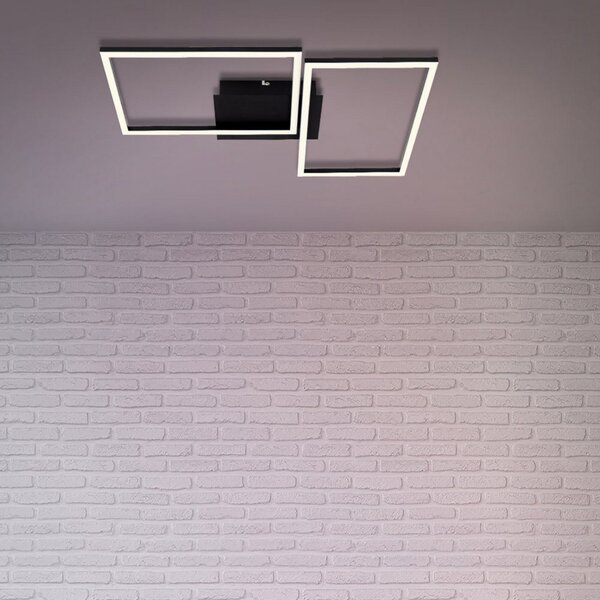 Briloner Plafonieră LED Frame CCT, negru, 50x39 cm, reglabil, Negru, Camera de zi / sufragerie, Metal, Modern