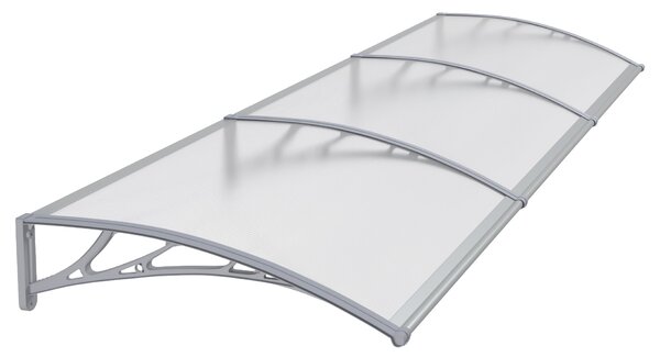 Copertină PREMIUM 240x100 cm, placă 6 mm dintr-o bucată – Gri/Transparent