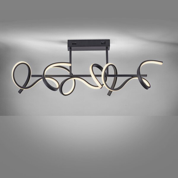 JUST LIGHT. GmbH Plafonieră LED Curls, negru, metal, 82 cm lungime, dimabil, reglabil, Negru, dormitor, Metal, Modern