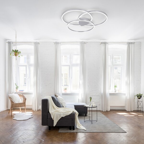 Q-Smart-Home Paul Neuhaus Q-KATE plafonieră LED, reglabil, Gri, Camera de zi / sufragerie, Metal, Modern, Plafon cu flacără multiplă