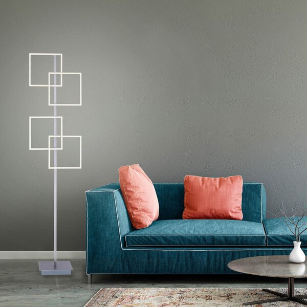 Paul Neuhaus Lampadar LED Inigo, gri, metal, CCT, dimabil, reglabil, Metalic, Camera de zi / sufragerie, Metal, Modern