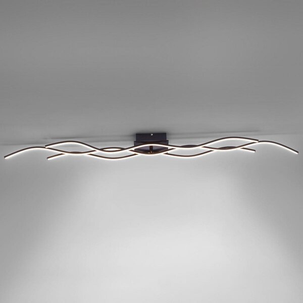 JUST LIGHT. GmbH Wave plafonieră LED 3.000K 137,5x16 cm negru, Negru, Camera de zi / sufragerie, Metal, Modern