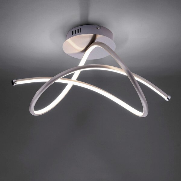 JUST LIGHT. GmbH Plafonieră LED Violetta, curbată, oțel, Metalic, Camera de zi / sufragerie, Metal, Modern