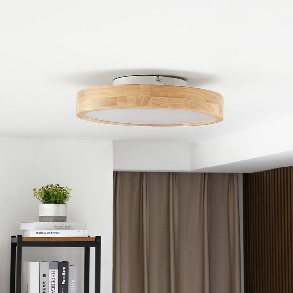 Plafoniere Lindby, Milada, reglabil, Lemn, Camera de zi, Lemn, Modern