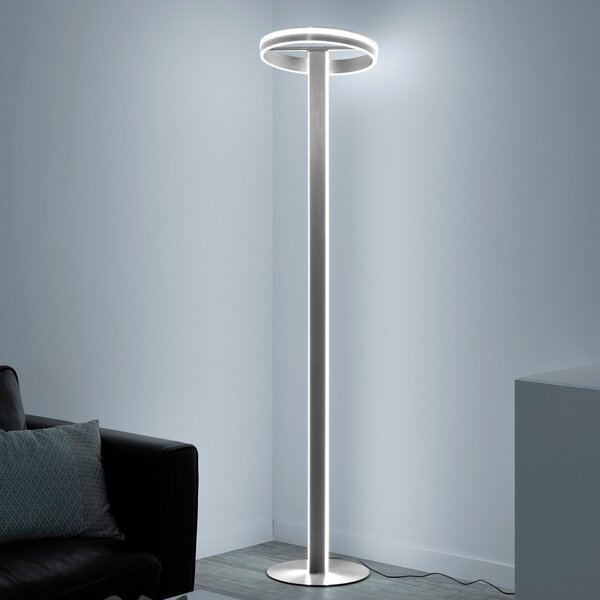 Q-Smart-Home Paul Neuhaus Q-Vito lampă de podea LED drept inel, reglabil, Metalic, Camera de zi / sufragerie, Metal, Modern