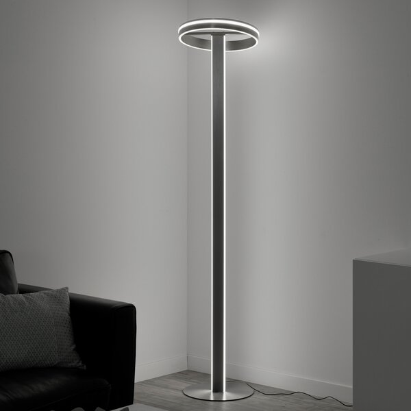 Q-Smart-Home Paul Neuhaus Q-Vito lampă de podea LED drept inel, reglabil, Metalic, Camera de zi / sufragerie, Metal, Modern