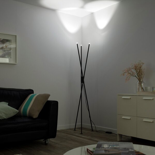 Q-Smart-Home Paul Neuhaus Q-PETER lampă de podea LED, RGB/CCT, reglabil, Negru, Camera de zi / sufragerie, Metal, Modern