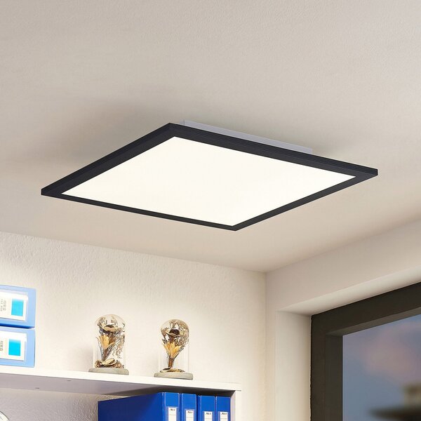 Lindby Panou LED Nelios, 40 x cm, 4.000K, negru, metal, Negru, Bucătărie, Plastic, Modern