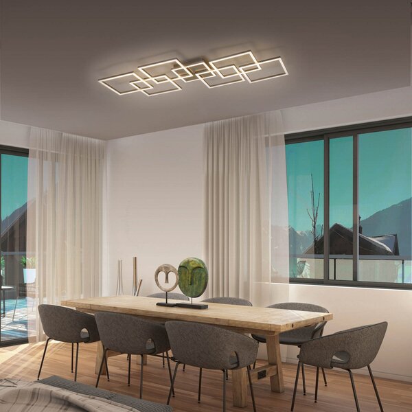 Q-Smart-Home Paul Neuhaus Q-INIGO plafonieră LED 107 cm, reglabil, Gri, Camera de zi / sufragerie, Metal, Modern