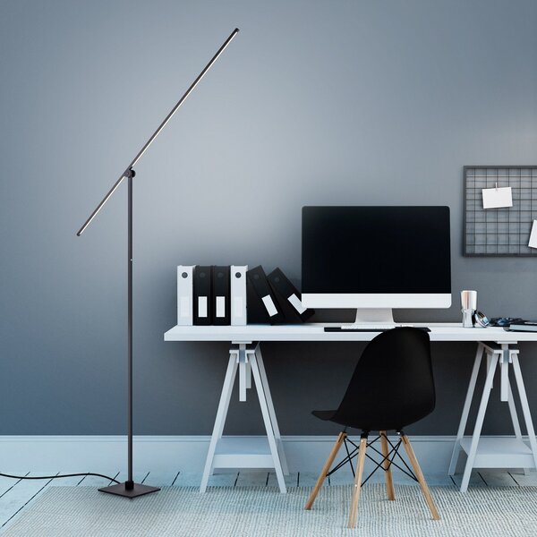 PURE Grafo lampă de podea LED cu dimmer tactil, reglabil, Negru, Camera de zi / sufragerie, Metal, Modern