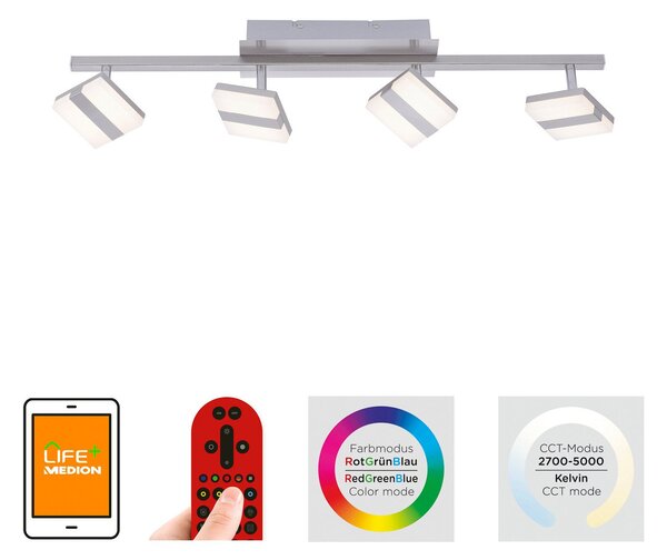 LOLA Smart Lampă spot LED LOLAsmart Sabi, 4 becuri, reglabil, Gri, Camera de zi / sufragerie, Metal, Modern