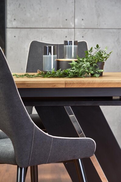 Masa extensibila FERGUSON, stejar natural/negru, 160/220x90x75 cm