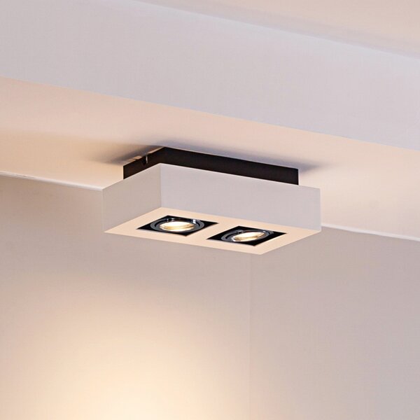 Arcchio Spot Vince, 25 cm, 2 becuri, alb/cromo, GU10, reglabil, Alb, Hol, Aluminiu, Modern