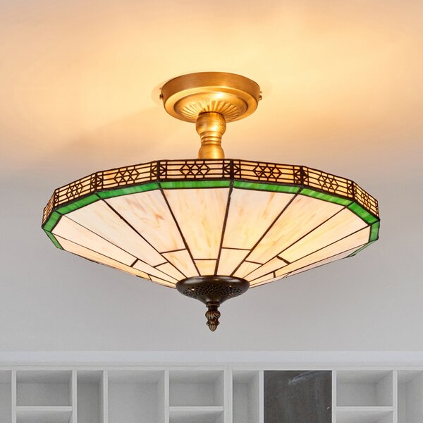Searchlight Plafonieră New York stil Tiffany, reglabil, Bronz / Alamă Veche, Camera de zi / sufragerie, Metal, Tiffany