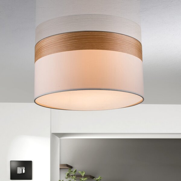 Globo Plafonieră Libba cu decor aspect de lemn, reglabil, Bej, Camera de zi / sufragerie, Țesătură / Textil, Modern