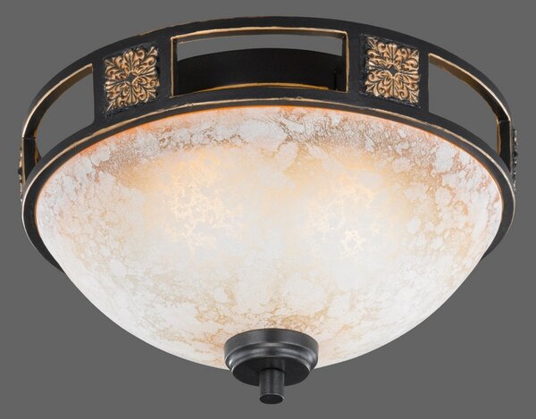 Trio Lighting Caecilia plafonieră cu aspect antic, 33 cm, reglabil, Maro / Rugină, Camera de zi / sufragerie, Sticlă, Modern