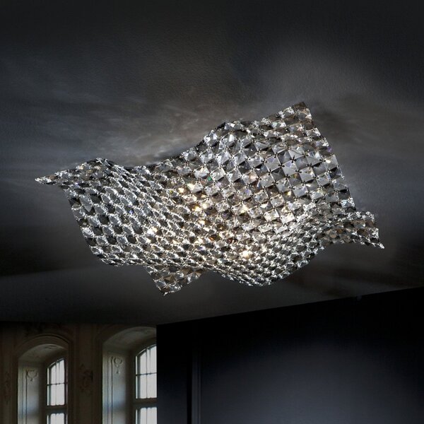 Schuller Valencia Plafonieră Saten din cristal, 56 cm, Transparent, Camera de zi / sufragerie, Cristal