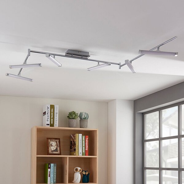 Lindby plafonieră LED Pilou, 6 becuri, dimabil, crom, reglabil, Metalic, Bucătărie, Metal, Modern