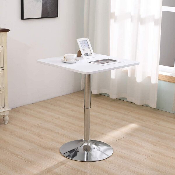 Masa de bar 2HOME Patrata, Alb, picior reglabil 60-80cm