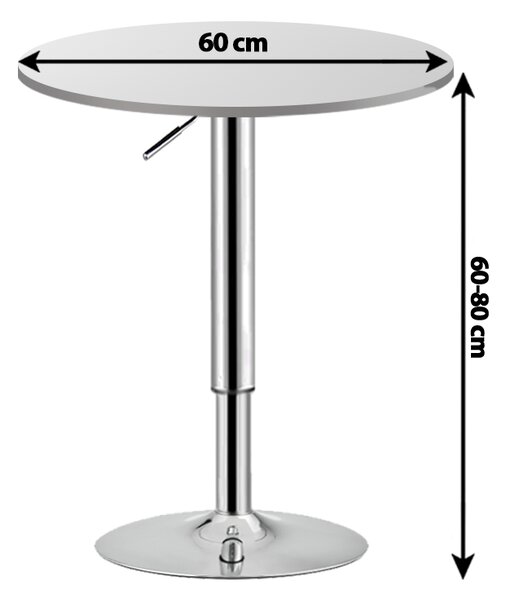 Masa de bar 2HOME rotunda, Alb, picior reglabil 60-80cm