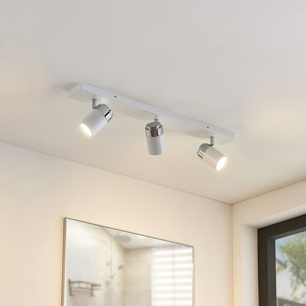 Lindby Spot Kardo, 3 becuri, alb, metal, IP44, reglabil, Alb, Camera de zi / sufragerie, Metal, Modern
