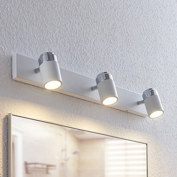 Lindby Spot Kardo, 3 becuri, alb, metal, IP44, reglabil, Alb, Camera de zi / sufragerie, Metal, Modern