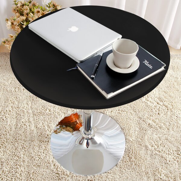 Masa de bar 2HOME rotunda, Negru, picior reglabil 60-80cm